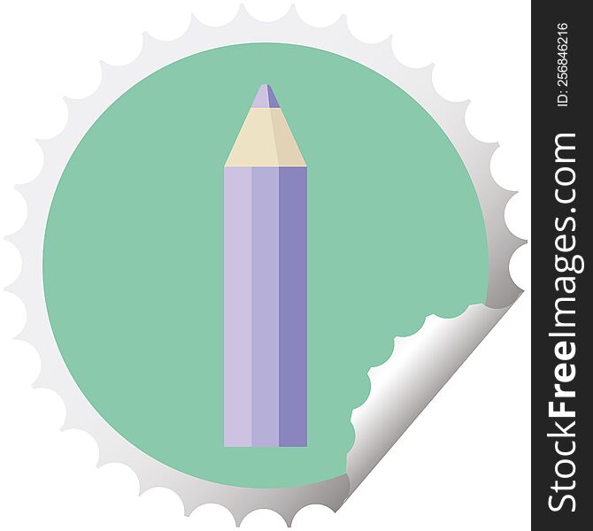 purple coloring pencil graphic vector illustration round sticker stamp. purple coloring pencil graphic vector illustration round sticker stamp