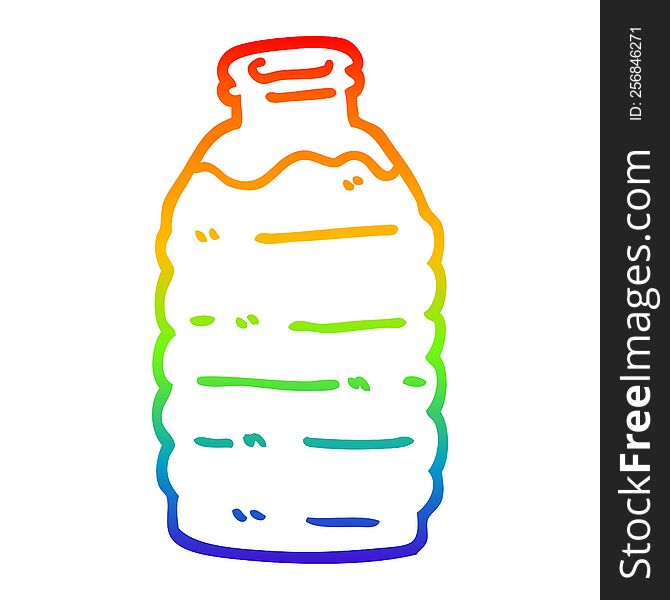 Rainbow Gradient Line Drawing Cartoon Water Bottle