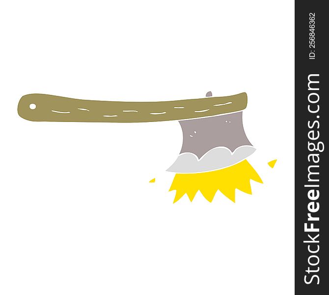 flat color illustration of striking axe. flat color illustration of striking axe