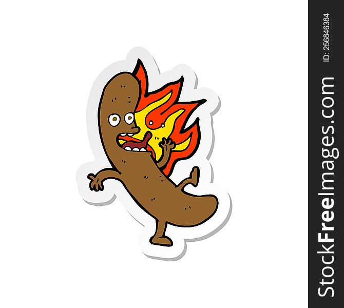 Sticker Of A Crazy Cartoon Sausage