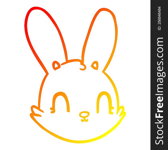 Warm Gradient Line Drawing Cartoon Bunny Face
