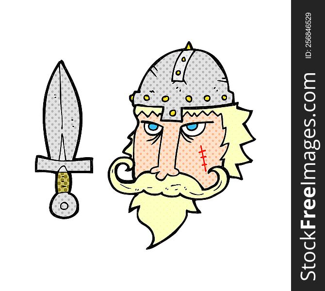 freehand drawn comic book style cartoon viking warrior