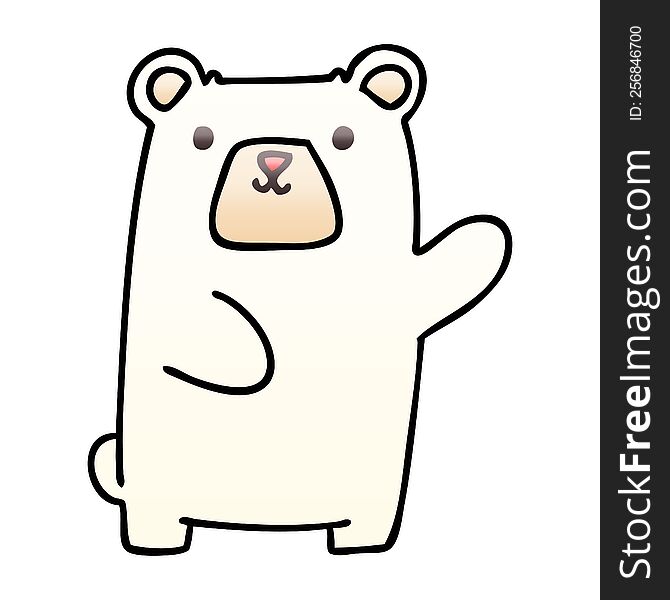 quirky gradient shaded cartoon polar bear