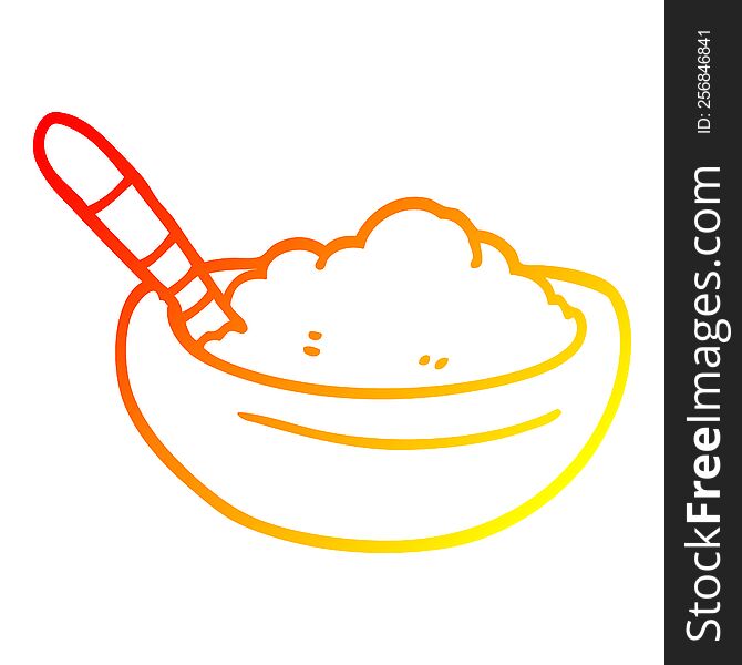 warm gradient line drawing of a cartoon bowl of polenta