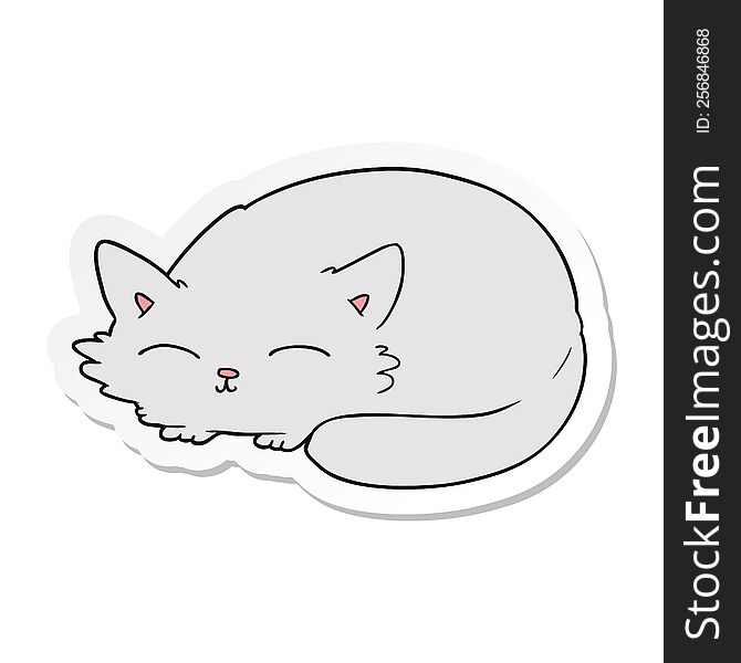 sticker of a cartoon cat sleeping