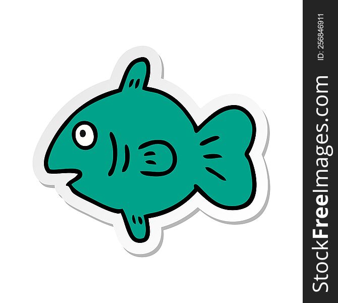 Sticker Cartoon Doodle Of A Marine Fish