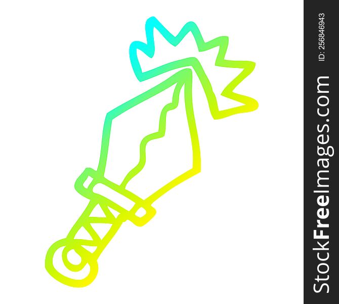 cold gradient line drawing of a cartoon sharp dagger