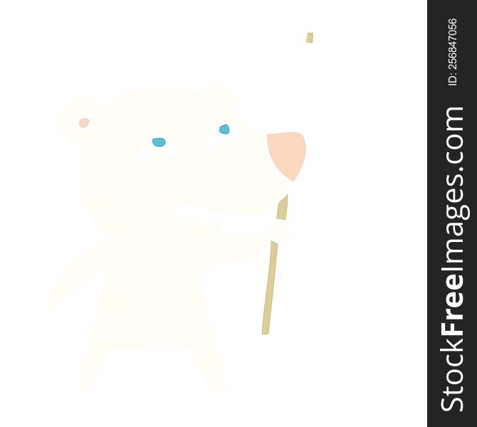Flat Color Style Cartoon Polar Bear Showing Teeth