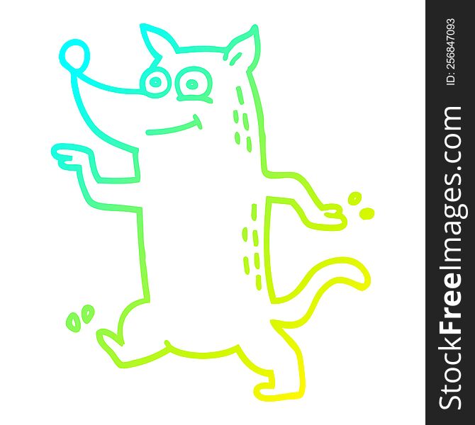 cold gradient line drawing of a cartoon funny dog