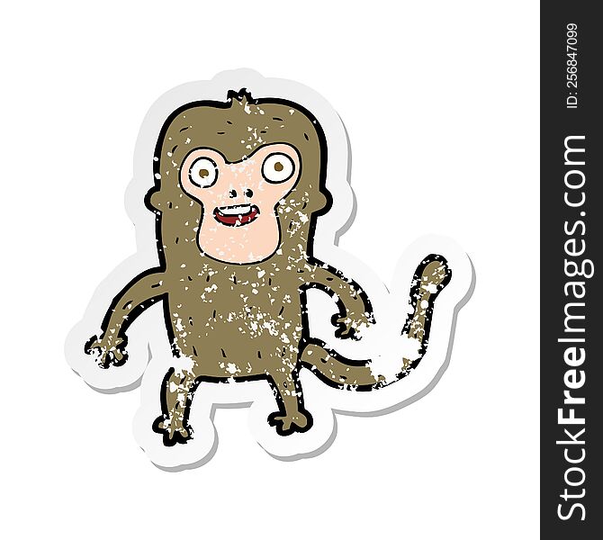 Retro Distressed Sticker Of A Cartoon Monkey