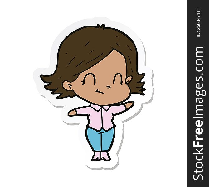 Sticker Of A Cartoon Friendly Girl