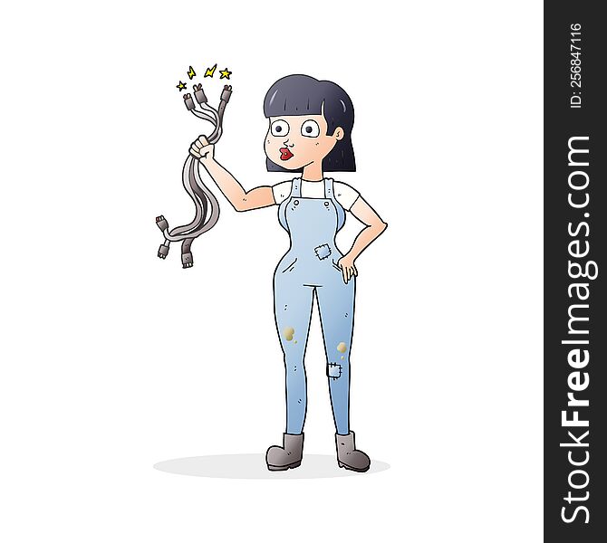 cartoon female electrician