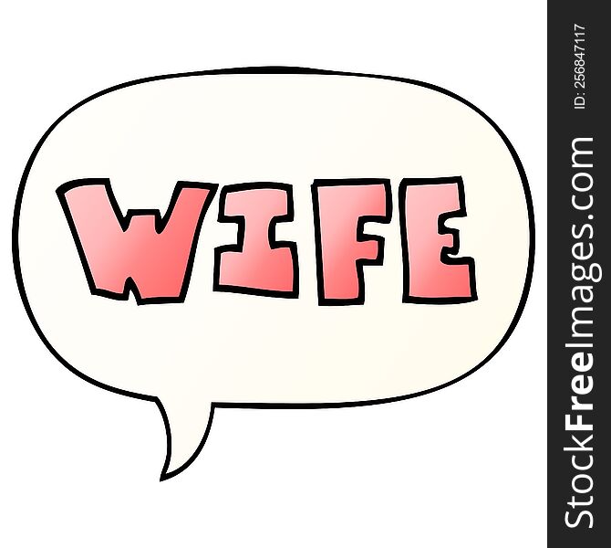 cartoon word with speech bubble in smooth gradient style