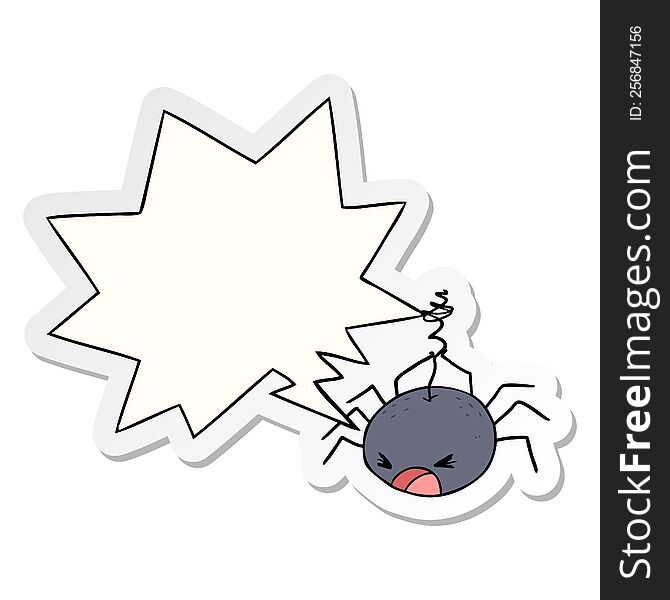 cartoon halloween spider with speech bubble sticker