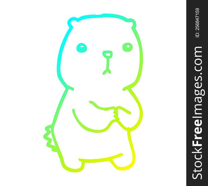 Cold Gradient Line Drawing Cartoon Worried Bear