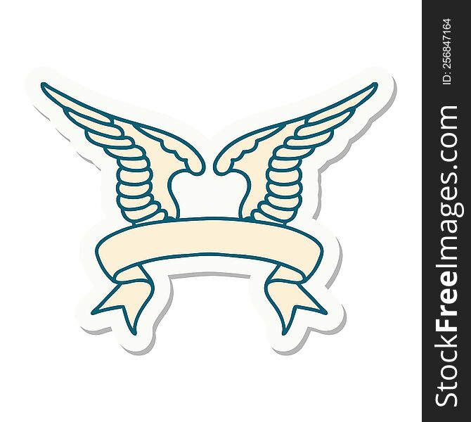 Tattoo Sticker With Banner Of A Wing