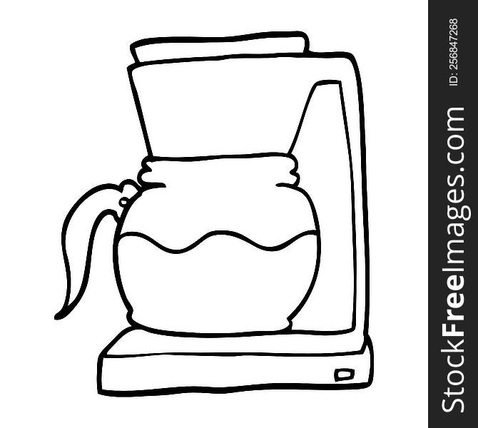 line drawing cartoon coffee filter machine