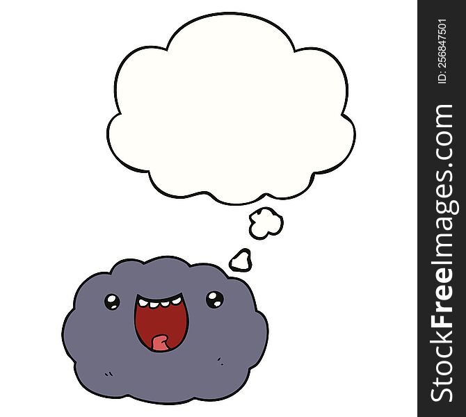 Cartoon Happy Cloud And Thought Bubble