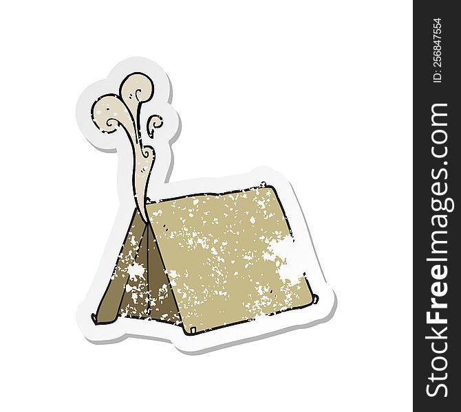 retro distressed sticker of a cartoon old smelly tent