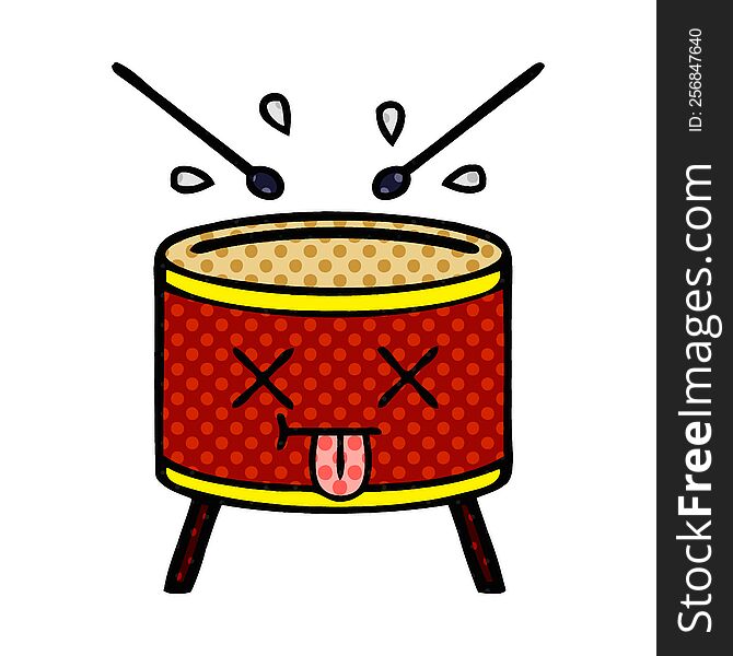 comic book style cartoon of a drum