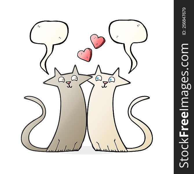 speech bubble cartoon cats in love