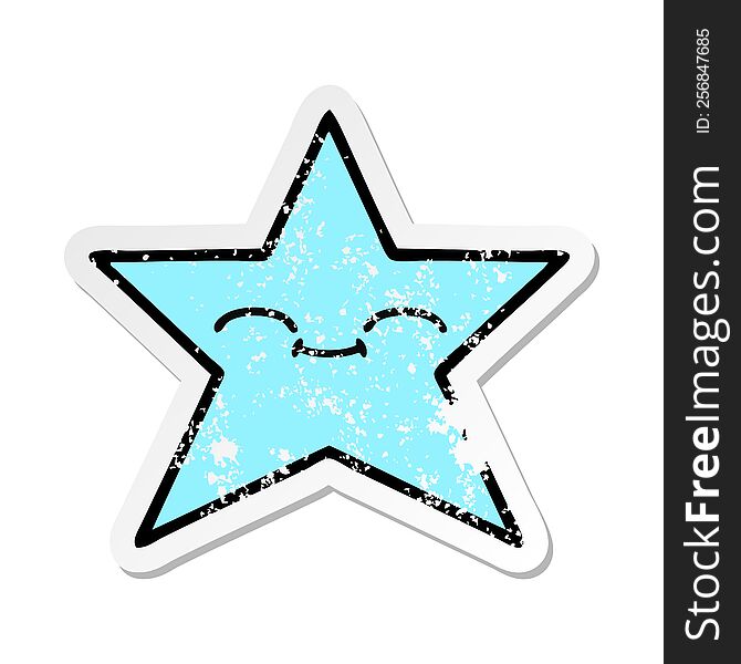 distressed sticker of a cute cartoon star fish