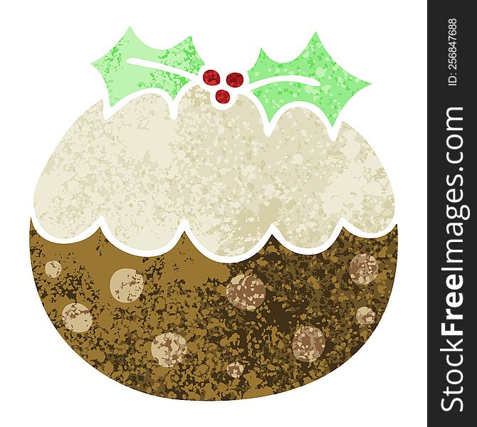 Quirky Retro Illustration Style Cartoon Christmas Pudding