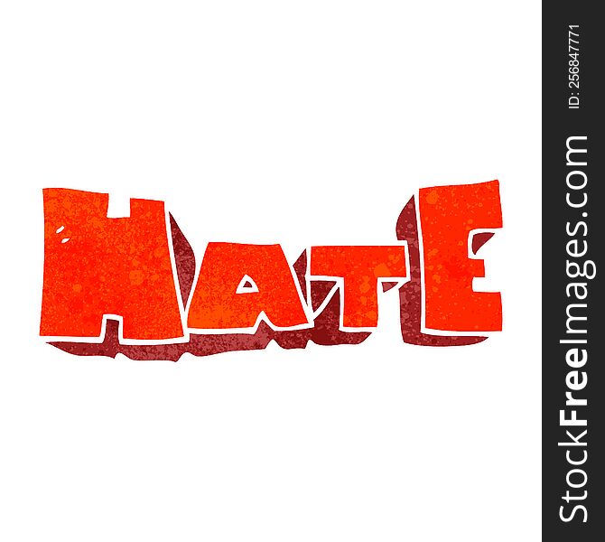 freehand retro cartoon word Hate