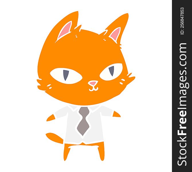flat color style cartoon cat in office clothes
