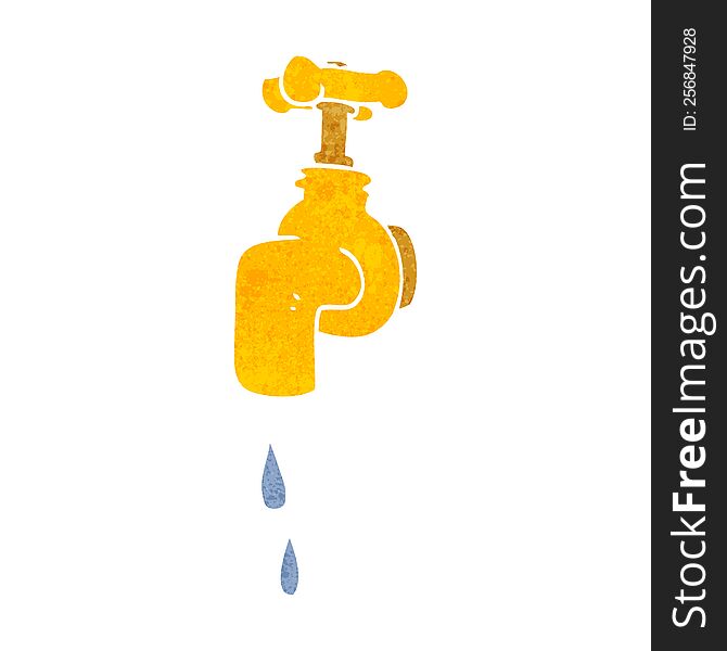 freehand retro cartoon dripping faucet