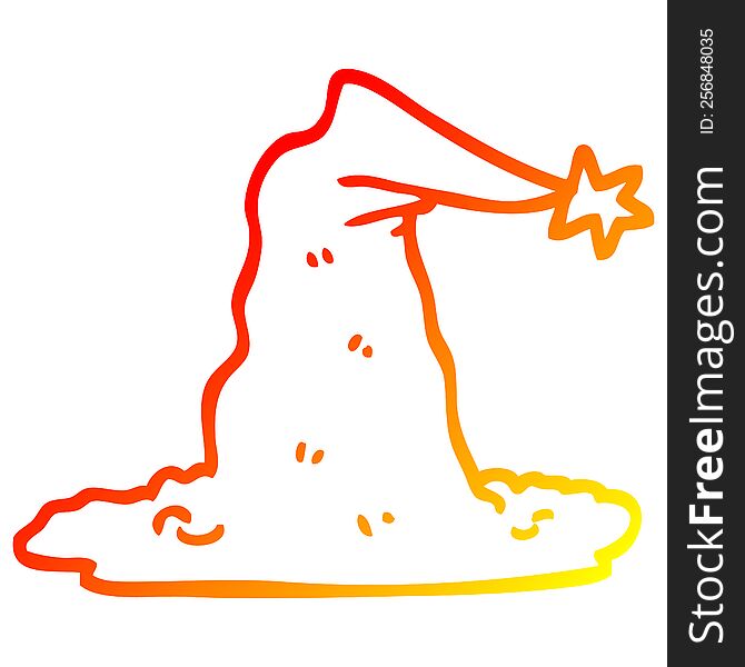 warm gradient line drawing of a cartoon wizard hat