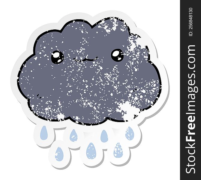 distressed sticker of a cartoon cloud