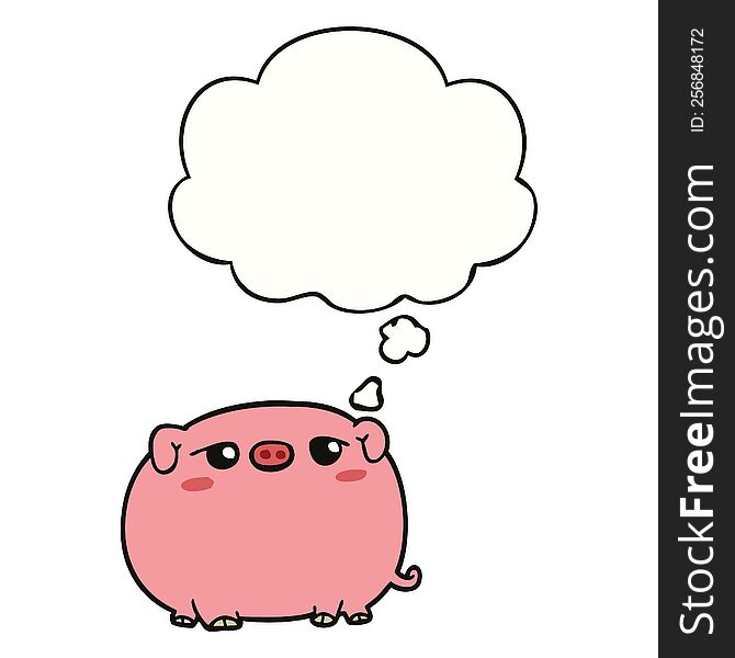 Cute Cartoon Pig And Thought Bubble