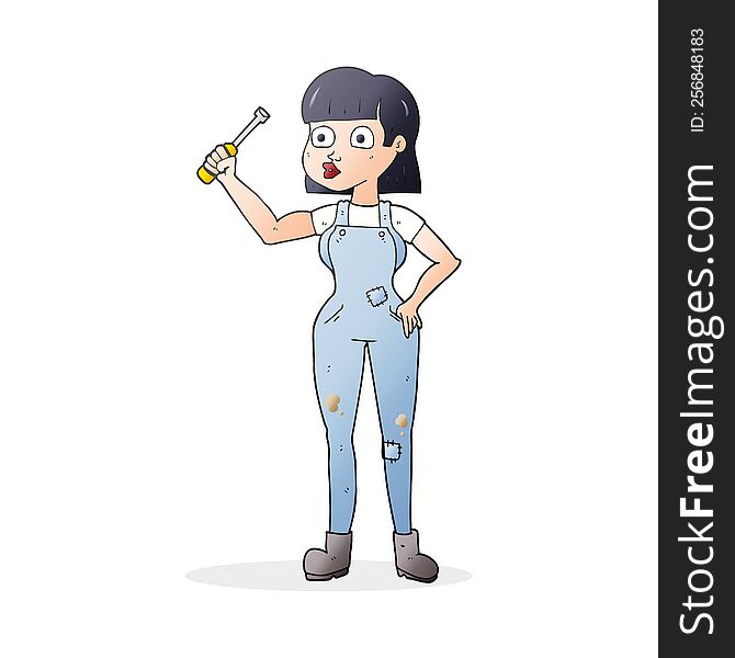 cartoon female mechanic