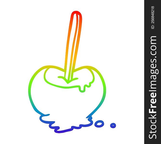 rainbow gradient line drawing of a toffee apple