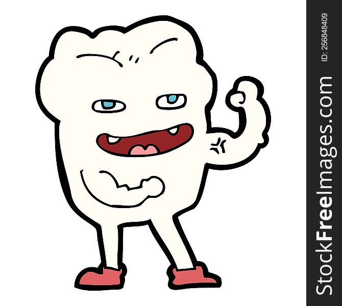 cartoon strong healthy tooth
