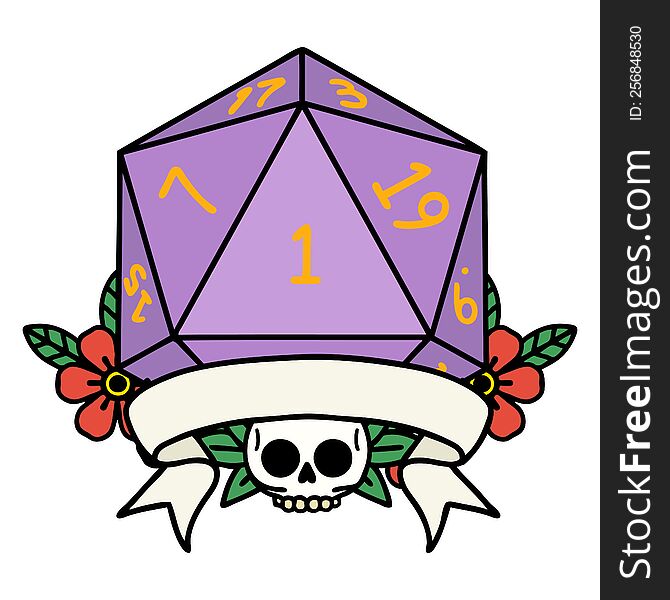 natural one d20 dice roll illustration