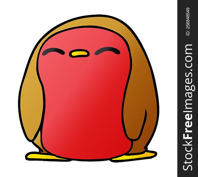 freehand drawn gradient cartoon cute kawaii red robin