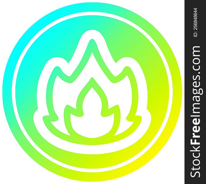 simple flame circular icon with cool gradient finish. simple flame circular icon with cool gradient finish