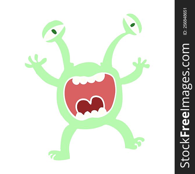 Flat Color Illustration Cartoon Monster
