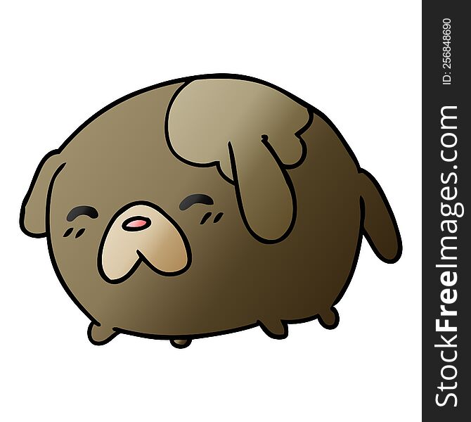 freehand drawn gradient cartoon of cute kawaii dog