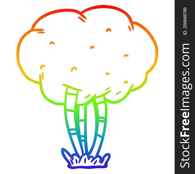 rainbow gradient line drawing of a Cartoon tree
