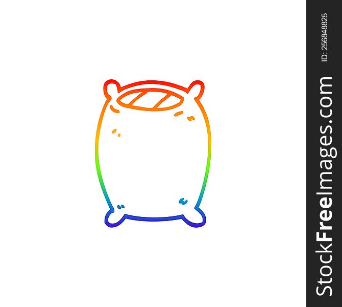 rainbow gradient line drawing of a cartoon comfy pillow
