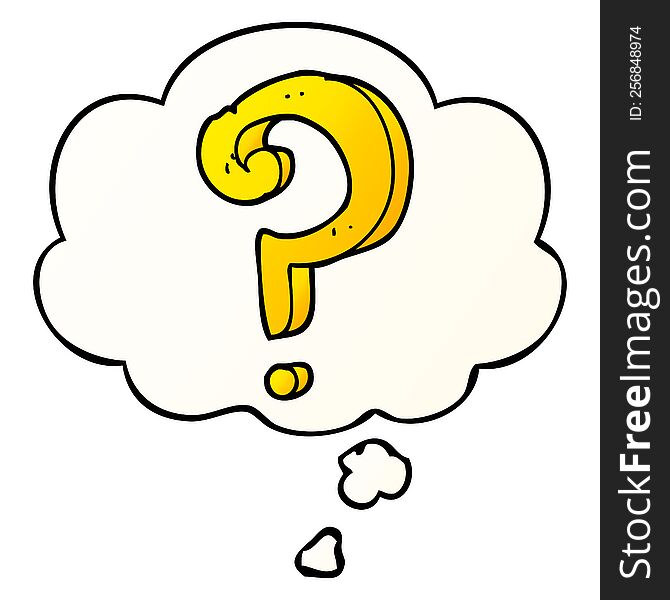 Cartoon Question Mark And Thought Bubble In Smooth Gradient Style