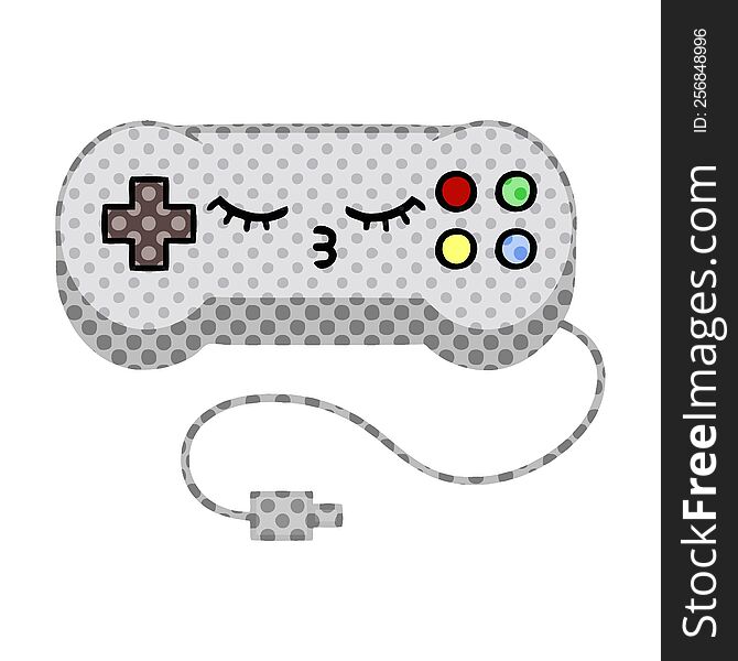 comic book style cartoon of a game controller