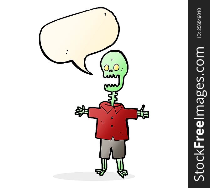 cartoon skeleton with speech bubble