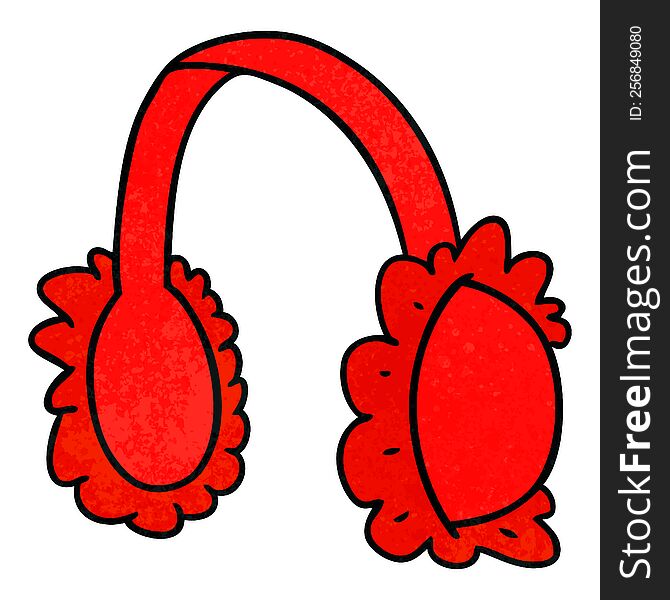 Textured Cartoon Doodle Of Pink Ear Muff Warmers