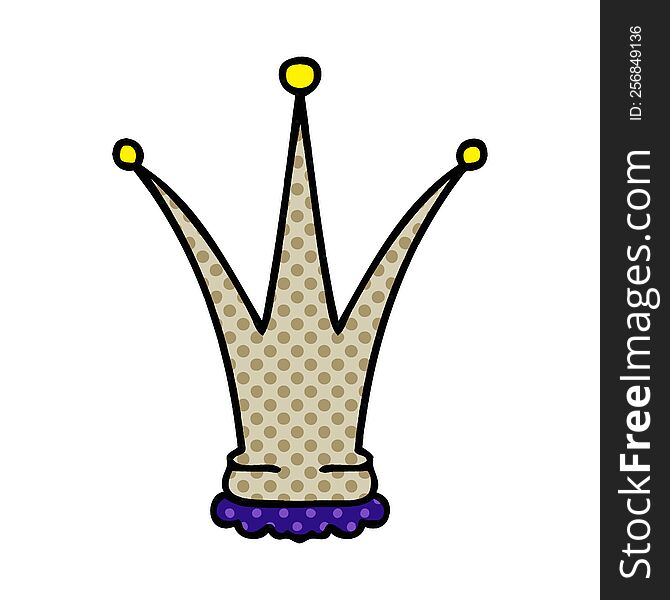 Quirky Comic Book Style Cartoon Gold Crown