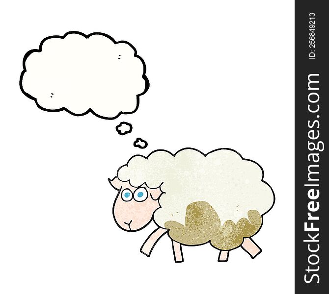 freehand drawn thought bubble textured cartoon muddy sheep