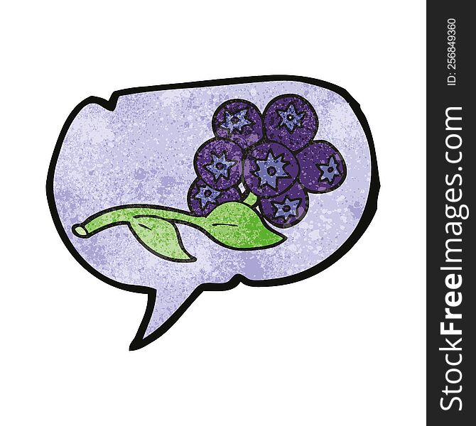 freehand speech bubble textured cartoon blueberries